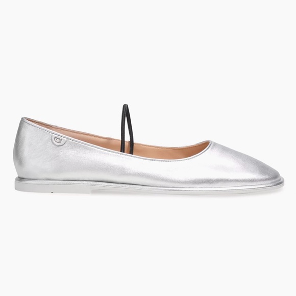 NWT COACH Emilia Silver Metallic Leather Ballet Flats - 9.5 - Picture 1 of 11